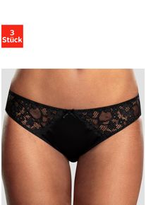 Slip Petite Fleur, Damen, Gr. 40/42, wei&szlig; (2xwei&szlig;, 1xschwarz), Microtouch, Obermaterial: 86% Polyester, 14% Elasthan, k&ouml;rpernah, Unterhosen Slip, mit leicht transparenter Jacquardspitze an den Seiten