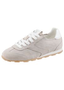 Marc O'Polo Sneaker MARC O'POLO "Fabiana", Damen, Gr. 42, beige (hellbeige), Veloursleder, unifarben mit Farbeinsatz, Schuhe Sneaker, Schn&uuml;rschuh, Halbschuh, Freizeitsneaker mit Memory Foam