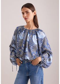 Schlupfbluse Seidensticker, Damen, Gr. L (40), blau, 100% Viskose, gemustert, regular fit, Rundhals, Blusen Schlupfbluse, 1/1 Rundhals Druck