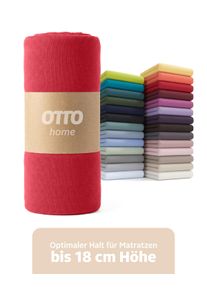 Spannbettlaken OTTO HOME "PHYSALIS in BASIC und PREMIUM Qualit&auml;t, 100% Baumwolle", rot, B:70cm L:140cm, Jersey (110 g/m&sup2;), Obermaterial: 100% Baumwolle, Bettlaken, Spannbettlaken, f&uuml;r Matratzen bis 18 cm H&ouml;he, Bettlaken, Spannbetttuch, pflegeleicht