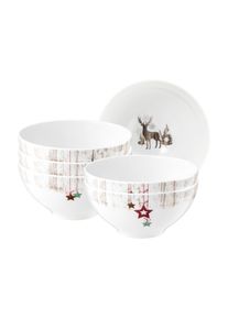 Schale Seltmann Weiden "Sch&uuml;ssel Life Christmas &oslash; 15,5 cm 6er Set wei&szlig;-braun", bunt (wei&szlig;, braun), B:15,5cm H:7,5cm L:15,5cm T:15,5cm &Oslash;:15,5cm, Sch&uuml;sseln, Schale, Sp&uuml;lmaschinengeeignet, Mikrowellengeeignet, Ofenfest, Salamandergeeignet, K&uuml;hlschrankgeeignet, Gefrierschrankgeeignet