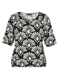 T-Shirt Via Appia Due "T-Shirt", Damen, Gr. 46, schwarz-wei&szlig; (schwarz, creme), Obermaterial: 94% Viskose CV. 6% Elasthan EL., relaxed fit, Rundhals, Shirts T-Shirt, Gro&szlig;e Gr&ouml;&szlig;en