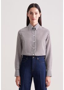 Klassische Bluse Seidensticker, Damen, Gr. XL (42), braun, 81% Viskose, 19% Polyamid, gestreift, regular fit, ohne Ausschnitt, Blusen Klassische Bluse, 1/1 Kragen Gestreift