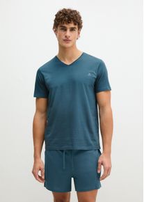 Marc O'Polo Pyjamaoberteil MARC O'POLO "Mix N Match Cotton", Herren, Gr. M (50), orion blau, Single Jersey, Obermaterial: 100% Baumwolle, bequem h&uuml;ftlang, V-Ausschnitt, Shirts Pyjamaoberteil, mit V-Neck und kurzem Arm