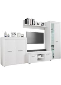Wohnzimmertisch Vcm "4 tlg Schrankwand M&ouml;bel Set Wohnwand Usilo L", wei&szlig;, B:242cm T:37cm, Kastenm&ouml;bel-Sets, Wohnzimmertisch