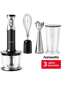 Hanseatic Stabmixer "HHBL1000SD 97294244 Schneebesen Aufsatz + R&uuml;hr-/Messbecher", schwarz (silber, schwarz), B:15cm H:25cm, Mixer, inkl. 3 Jahre Herstellergarantie, Stabmixer