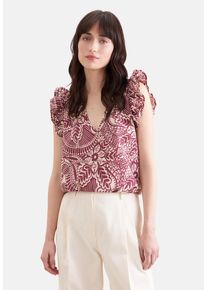 Klassische Bluse Seidensticker, Damen, Gr. XL (42), rosa, 85% Viskose, 15% Polyamid, gemustert, regular fit, V-Ausschnitt, Blusen Klassische Bluse, Tunika Druck