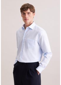 Businesshemd Seidensticker "Schwarze Rose", Herren, Gr. 6XL (54), normale &Auml;rmell&auml;ngen, blau, 100% Baumwolle, Strukturmuster, comfort fit, 2-Knopf-Manschette, Hemden Businesshemd, Comfort 1/1 Kentkragen Struktur