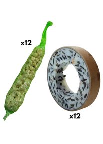 F&aring;gelmat, 12 Mesringar, 12 Jordn&ouml;tsst&auml;nger, Mat till f&aring;glar