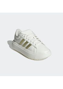 Sneaker adidas Sportswear "GRAND COURT PLATFORM", Damen, Gr. 42,5, wei&szlig; (core wei&szlig;, gold metallic, sanftes wei&szlig;), Synthetik, Schuhe Sneaker, Design auf den Spuren des adidas Superstar