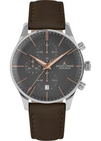 Chronograph Jacques Lemans "London", braun (dunkelbraun, grau), Armbanduhren, Herren, Chronograph, Quarzuhr, Armbanduhr, Herrenuhr, Lederarmband, Stoppfunktion, Datum