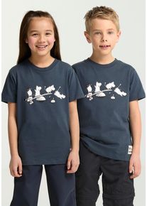 T-Shirt Jack Wolfskin "MOOMIN T-SHIRT K", Jungen, Gr. 140, blau (icon, midnightsky), Obermaterial: 100% Baumwolle, Shirts T-Shirt