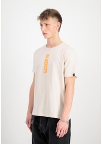 T-Shirt Alpha Industries "Alpha Puff Print T-Shirt", Herren, Gr. L, wei&szlig; (jet stream wei&szlig;), Obermaterial: 100% Baumwolle, Shirts T-Shirt
