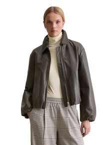 Marc O'Polo Lederjacke MARC O'POLO DENIM "Blousonform O-Shape aus softem Lammleder", Damen, Gr. M, schwarz espresso, Obermaterial: 100% Lammleder, regular fit normal, Jacken Lederjacke