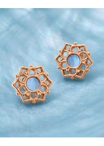 Rose Gold Earrings with light blue Nacre