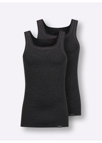 Conta Herren Unterhemd in anthrazit-geringelt ,Gr&ouml;&szlig;e 10, Witt, 75% Baumwolle, 25% Polyester