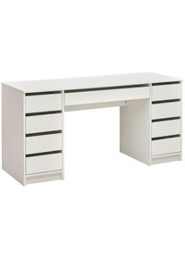 Mid.you Schreibtisch, Wei&szlig;, Holzwerkstoff, 9 Schublade(n) Schubladen, rechteckig, 153.5x76x55 cm, B&uuml;rom&ouml;bel, Schreibtische, Schreibtische