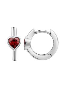 Paar Creolen Firetti "Schmuck Geschenk Silber 925 Ohrschmuck Ohrringe Herz", rot (silberfarben, rot, rot), Ohrringe, Damen, 13mm, Silber 925 (Sterlingsilber), Paar Creolen, mit Zirkonia (synth.)