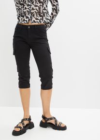 Caprihose bonprix, Damen, Gr. 48, N-Gr, schwarz, Web, Obermaterial: 97% Baumwolle, 3% Elasthan, skinny fit, Hosen Caprihose, aus Baumwolle mit Elasthan, Skinny Fit, im Cargo-Look, Topseller