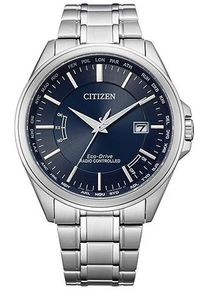 Funkuhr Citizen, silber (silberfarben, dunkelblau), Armbanduhren, Herren, Funkuhr, Armbanduhr, Herrenuhr, Solar, Edelstahlarmband, Saphirglas, Datum