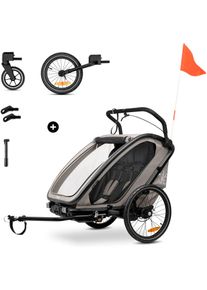 Fahrradkinderanh&auml;nger hauck "Bike N Walk Duo", Kinder, grau (light grau), Fahrradanh&auml;nger Fahrradkinderanh&auml;nger, f&uuml;r 2 Kinder, inkl. Deichsel