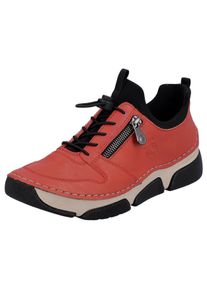 Slip-On Sneaker Rieker, Damen, Gr. 37, rot (rot, schwarz), Lederimitat, Textil, Schuhe Slip-On Sneaker, Schlupfschuh, Halbschuh, Freizeitsneaker, Gummizug, Schnellverschluss