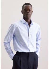 Flanellhemd Seidensticker "Schwarze Rose", Herren, Gr. XXL (45), normale &Auml;rmell&auml;ngen, blau, 100% Baumwolle, kariert, comfort fit, 2-Knopf-Manschette, Hemden Flanellhemd, Comfort 1/1 Kentkragen Karo