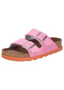 Pantolette Rieker, Damen, Gr. 40, pink, Veloursleder, unifarben, Basic, Schuhe Pantolette, Hausschuh, Sommerschuh, Strandschuh, Zweischnaller mit Softfu&szlig;bett