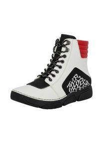 Sneakerboots Rieker, Damen, Gr. 41, sanftes wei&szlig;, schwarz, rot, Lederimitat, kontrastfarbene Details, Schuhe Sneakerboots, Schn&uuml;rboots, Schn&uuml;rstiefelette mit zus&auml;tzlichem Innenrei&szlig;verschluss