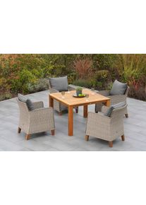 Garten-Essgruppe Merxx "Avellino", beige (steinbeige), Aluminium, Kunststoff, Massivholz, Sitzm&ouml;bel-Sets, Garten-Essgruppe, inkl. Auflagen