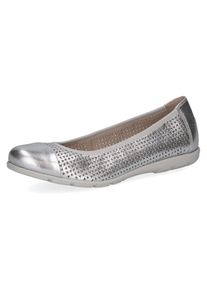 Ballerina Caprice, Damen, Gr. 40, silber (silberfarben), Leder, Schuhe Ballerina, Slipper, Bequemschuh, Schlupfschuh mit Perforation