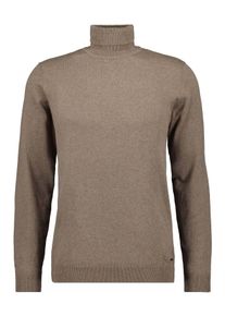 Rundhalspullover Ragman, Herren, Gr. 58, braun (camel), Strick, 95% Baumwolle 5% Kaschmir, hoch geschlossener Ausschnitt, Pullover Rundhalspullover