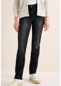 Straight-Jeans Cecil "Style Toronto", Damen, Gr. 28, L&auml;nge 32, schwarz (schwarz used wash), Denim/Jeans, Obermaterial: 73% Baumwolle, 25% Polyester, 2% Elasthan. Futter: 52% Polyester, 48% Baumwolle, unifarben, slim fit lang, Jeans Straight-Jeans, mit Stretch
