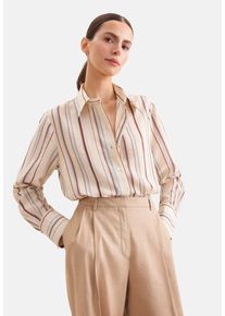 Hemdbluse Seidensticker, Damen, Gr. XS (34), beige, 85% Viskose, 15% Polyamid, gestreift, regular fit, ohne Ausschnitt, Blusen Hemdbluse, 1/1 Kragen Gestreift