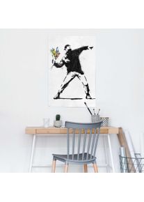 Poster Reinders "Brandalised - the flower thrower", schwarz (farbe bild(er): schwarz), B:61cm H:91,5cm T:0,1cm, Holzwerkstoff, Bilder, Poster