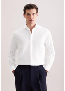 Businesshemd Seidensticker "Schwarze Rose", Herren, Gr. XL (44), normale &Auml;rmell&auml;ngen, wei&szlig;, 100% Baumwolle, Strukturmuster, regular fit, 2-Knopf-Manschette, Hemden Businesshemd, Regular 1/1 Kentkragen Struktur