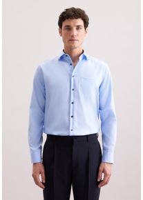 Businesshemd Seidensticker "Schwarze Rose", Herren, Gr. 3XL (48), normale &Auml;rmell&auml;ngen, blau, 100% Baumwolle, unifarben, regular fit, 2-Knopf-Manschette, Hemden Businesshemd, Regular 1/1 Kentkragen Uni