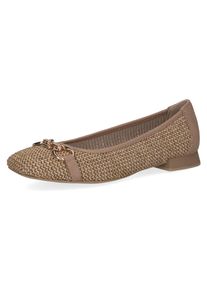 Ballerina Caprice, Damen, Gr. 36, beige (beige kombiniert), Leder, Textil, Schuhe Ballerina, Blockabsatz, Bequemschuh, Businessschuh mit Schmuckelement