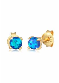 Paar Ohrstecker Elli "Ohrringe Stecker Opal Rund Synthetisch 925 Silber" Gr. 4,5, blau (dunkelblau), Ohrringe, Damen, 4,5,mit Stein, Silber 925 (Sterlingsilber), Paar Ohrstecker