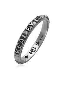 Silberring HAZE & GLORY "Ring Real Eyes Wording 925 Silber" Gr. 66, silber, Fingerringe, Herren, 66, Silber 925 (Sterlingsilber), Silberring