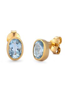 Paar Ohrstecker Elli "Ohrringe Ohrstecker Oval Topas Hellblau 925 Sterling Silber" Gr. 7, gold, Ohrringe, Damen, Silber 925 (Sterlingsilber), Paar Ohrstecker