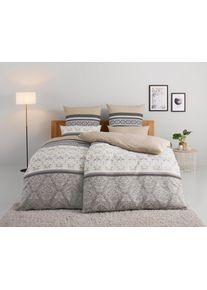Bettw&auml;sche OTTO HOME "Cremona", beige, B/L: 155cm x 220cm, 1 Stk., 1 Stk., Polycotton, B/L: 80cm x 80cm, 2, Polycotton, Obermaterial: 52% Polyester, 48% Baumwolle, Bettw&auml;sche, Bettw&auml;sche, romantische Bettw&auml;sche in verschiedenen Qualit&auml;ten, ab Gr. 135x200 cm