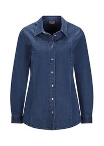 Hemdbluse GOLDNER "Stilvolle Denim-Bluse mit Druckkn&ouml;pfen", Damen, Gr. 54, blau, Obermaterial: 98% Baumwolle CO. 2% Elasthan EL., Blusen Hemdbluse, Knopfleiste