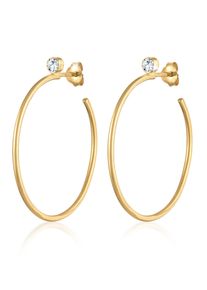 Paar Creolen Elli Premium "Ohrringe Creolen Stecker Kristalle Klassisch 925 Silber" Gr. 40, gold, Ohrringe, Damen, mit Stein, Silber 925 (Sterlingsilber), Paar Creolen