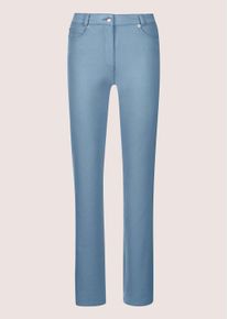 Madeleine Mode Regular-fit-Jeans MADELEINE "Denimhose Schmale Jeans im Five-Pocket-Style", Damen, Gr. 44, N + K Gr, blau (rauchblau), Obermaterial: 95% Baumwolle CO. 5% Elasthan EL., Modern, Jeans Regular-fit-Jeans, Mit "M"-Stickerei auf der Ges&auml;&szlig;tasche