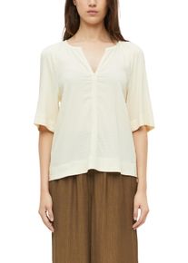 Schlupfbluse s.Oliver, Damen, Gr. 46, beige (light cream beige), Web, Obermaterial: 95% Viskose, 4% Polyamid, 1% Elasthan, unifarben, l&auml;ssig geschnitten h&uuml;ftbedeckend, Rundhals, abgesteppte Kante, Blusen Schlupfbluse, 3/4 Arm Bluse mit Splitneck