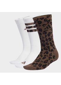Funktionssocken adidas Performance "LEO SOCK 3PP", Damen, Gr. S (37/39), braun (earth strata, shadow braun, wei&szlig;), Obermaterial: 54% Baumwolle, 42% Polyester, 3% Elasthan, 1% Polyamid, Socken Funktionssocken, f&uuml;r Fitness und Alltag, mit Fu&szlig;gew&ouml;lbeunterst&uuml;tzung