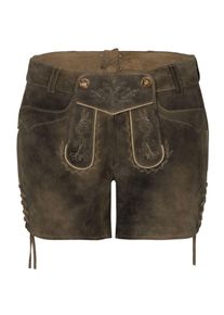 Spieth & Wensky Lederhose SPIETH & WENSKY "Barbie", Damen, Gr. 38, N-Gr, caribo, st 134, d sand, Obermaterial: 100% Ziegenleder goatskin., festlich, slim fit, Hosen Lederhose, mit Stickereien