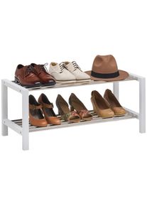 CARRYHOME Schuhregal, Wei&szlig;, Edelstahlfarben, Metall, Holzwerkstoff, 81x34x34 cm, Garderobe, Schuhaufbewahrung, Schuhregale