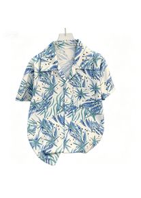 Hawaiian Beach Flower Shirt with Full Print Men's Harbor Style Antique Loose Seaside Vacation Style Short Sleeved